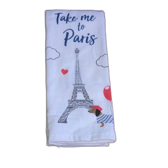 TAKE ME TO PARIS Kitchen Towel Dachshund Red Balloon in Paris 25 x 16 inches - Picture 1 of 10